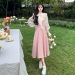 Long Pink Dress - Vintage Aesthetic