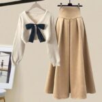 Knitted Blouse With Long Skirt - Vintage Aesthetic