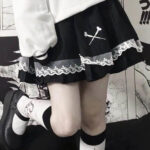 Lace Embroidered Skirt - Gothic Aesthetic