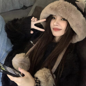 Korean Style Bear Ears Plush Winter Hat