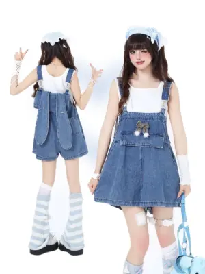 Kawaii Denim Overall - Y2K Aesthetic