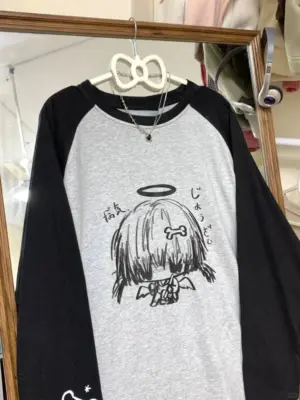 Japanese Style Gray Sweatshirt - Animecore Aesthetic