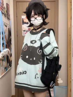 Mint Neko Sweater - Harajuku Aesthetic