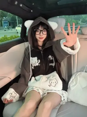 Kawaii Neko Hoodie - Harajuku Aesthetic